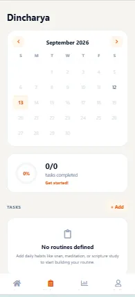 Kaivalya Ayurvedic Dincharya Calendar Screen